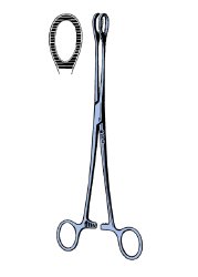 Sponge Forceps Sklar® Foerster 9-1/2 Inch Length OR / Surgical Grade Titanium NonSterile Locking Finger Ring Handle Straight Fenestrated Serrated Oval Tips EACH MK-1271953
