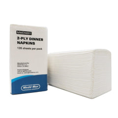 Dinner Napkin Medd Max Virgin White Paper 2PLY 1/8 FOLD WHT 16.5X14" (135/PK 20PK/CS) MK-1272457