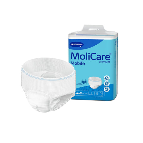 Absorbent Underwear MoliCare® premium Mobile 6D Pull On with Tear Away Seams Adult Large Unisex Disposable Moderate Absorbency BRIEF, INCONT MOLICARE MOBILE HVY LG 39"-59" (14BG 4BG/CS) MK-1277389
