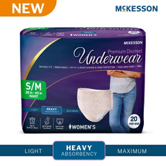 Absorbent Underwear McKesson Premium Discreet Pull On with Tear Away Seams Adult Small / Medium Female Disposable Heavy Absorbency UNDERWEAR, INCONT HEAVY DISP PNK SM/MED 28-40" (20/BG 4BG/CS MK-1278779