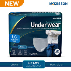 Absorbent Underwear McKesson Premium Discreet Pull On with Tear Away Seams Adult Large Male Disposable Heavy Absorbency  (20/BG 4BG/CS) MK-1278780