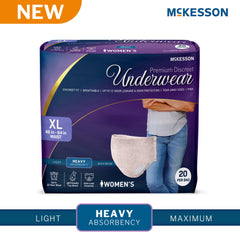 Absorbent Underwear McKesson Premium Discreet Pull On with Tear Away Seams Adult X-Large Female Disposable Heavy Absorbency UNDERWEAR, INCONT HEAVY DISP PNK XLG 48-64" (20/BG 4BG/CS) MK-1278783