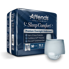 Absorbent Underwear Attends Sleep Comfort Premium Overnight Pull On with Tear Away Seams Adult Medium Unisex Disposable Heavy Absorbency  INCONT SLEEP CMFRT PREM OVRNGHT MED (18/BG 4BG/CS MK-1279247