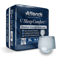 Absorbent Underwear Attends Sleep Comfort Premium Overnight Pull On with Tear Away Seams Adult X-Large Unisex Disposable Heavy Absorbency INCONT SLEEP CMFRT PREM OVRNIGHT XLG (14/BG 4BG/C MK-1279249