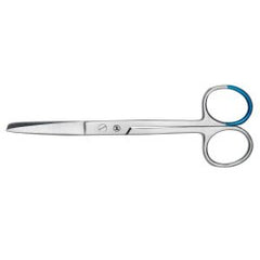 Operating Scissors BioBlue 5-1/2 Inch Length Floor / Office Grade Stainless Steel Sterile Finger Ring Handle Straight Sharp Tip / Blunt Tip CASE OF 25 MK-1281420