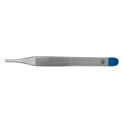 Tissue Forceps BioBlue Adson 4-3/4 Inch Length Floor / Office Grade Stainless Steel Sterile NonLocking Thumb Handle Straight 1 X 2 Teeth CASE OF 25 MK-1281421