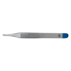 Tissue Forceps BioBlue Adson 4-3/4 Inch Length Floor / Office Grade Stainless Steel Sterile NonLocking Thumb Handle Straight 1 X 2 Teeth CASE OF 25 MK-1281421