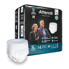 Absorbent Underwear Attends® Premier Pull On with Tear Away Seams Adult Large Unisex Disposable Heavy Absorbency PREMIER ATTENDS LG (14/BG 4BG/CS) MK-1281872