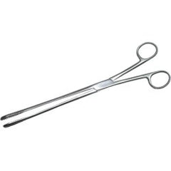 Ovum Forceps MedGyn Boston 13 Inch Length OR / Surgical Grade Stainless Steel NonSterile NonLocking Finger Ring Handle Straight Fenestrated Serrated Oval Tips EACH MK-1283158