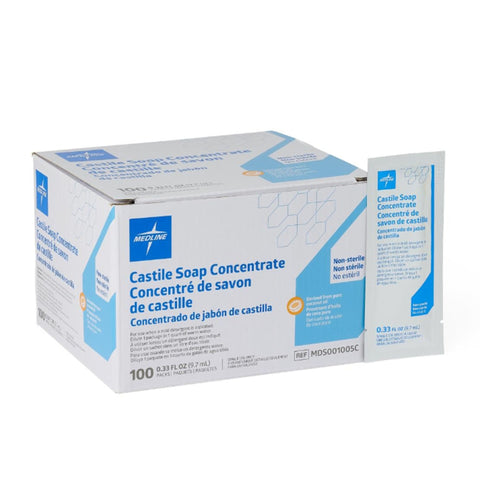 Castile Soap Cleanser Medline Liquid Concentrate 0.33 oz. Individual Packet Scented 9ML (100/BX 6BX/CS) MK-1283341