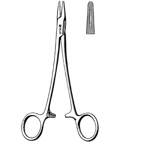Needle Holder Mayo-Hegar 6 Inch Length Straight Serrated Tip Finger Ring Handle Each MK-143972