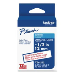 McKesson TZe Standard Adhesive Laminated Labeling Tape, 0.47" x 26.2 ft, Red on White ' D/S MK-1274042