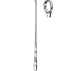 Uterine Biopsy Curette Sklar® Heaney 9-1/2 Inch Length Flat Tapered Handle 7.5 X 7.7 mm Tip Serrated Loop Tip Each MK-166275