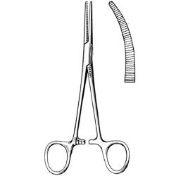 Hemostatic Forceps Sklar® Crile 5-1/2 Inch Length OR / Surgical Grade German Stainless Steel NonSterile Locking Finger Ring Handle Curved Serrated Tips EACH MK-166628