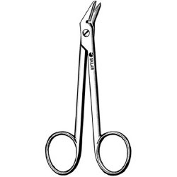 Wire Cutting Scissors Sklar® 4-3/4 Inch Length OR / Surgical Grade German Stainless Steel NonSterile Finger Ring Handle Angled Sharp Tip / Sharp Tip EACH MK-167589