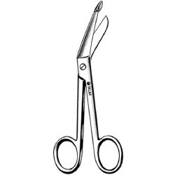 Bandage Scissors Sklar® Lister 8 Inch Length OR / Surgical Grade German Stainless Steel NonSterile Finger Ring Handle Angled Blunt Tip / Blunt Tip EACH MK-252894