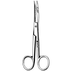 Operating Scissors Sklar® 5 Inch Length OR / Surgical Grade German Stainless Steel NonSterile Finger Ring Handle Curved on Flat Sharp Tip / Sharp Tip EACH MK-252905