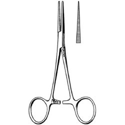 Mosquito Forceps Sklar® Halsted 5 Inch Length OR / Surgical Grade German Stainless Steel NonSterile Locking Finger Ring Handle Straight Delicate, Serrated Tips EACH MK-252930