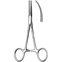 Mosquito Forceps Sklar® Halsted 5 Inch Length OR / Surgical Grade German Stainless Steel NonSterile Locking Finger Ring Handle Curved Delicate, Smooth Tips EACH MK-252931