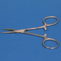 Mosquito Forceps Sklar® Hartmann 3-1/2 Inch Length OR / Surgical Grade German Stainless Steel NonSterile Locking Finger Ring Handle Straight Serrated Tips EACH MK-252934