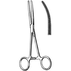 Hemostatic Forceps Sklar® Rochester-Pean 8 Inch Length OR / Surgical Grade German Stainless Steel NonSterile Locking Finger Ring Handle Curved Serrated Tips EACH MK-252943