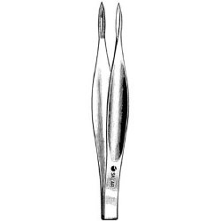 Splinter Forceps Sklar® Feilchenfeld 4-1/2 Inch Length OR / Surgical Grade German Stainless Steel NonSterile NonLocking Thumb Handle Straight Pointed Serrated Tips with Groove EACH MK-252963