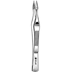 Splinter Forceps Sklar® Carmalt 4-1/4 Inch Length OR / Surgical Grade German Stainless Steel NonSterile NonLocking Thumb Handle Straight Pointed Serrated Tips with Groove EACH MK-252969