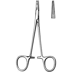 Needle Holder Halsey 5 Inch Length Straight Serrated Tip Finger Ring Handle Each MK-252976
