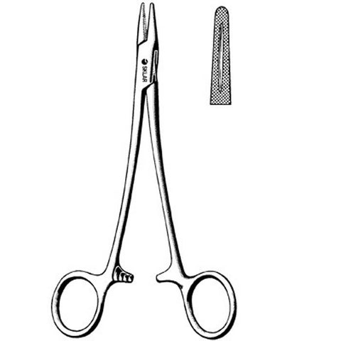 Needle Holder Mayo-Hegar 7 Inch Length Straight Serrated Tip Finger Ring Handle Each MK-252978