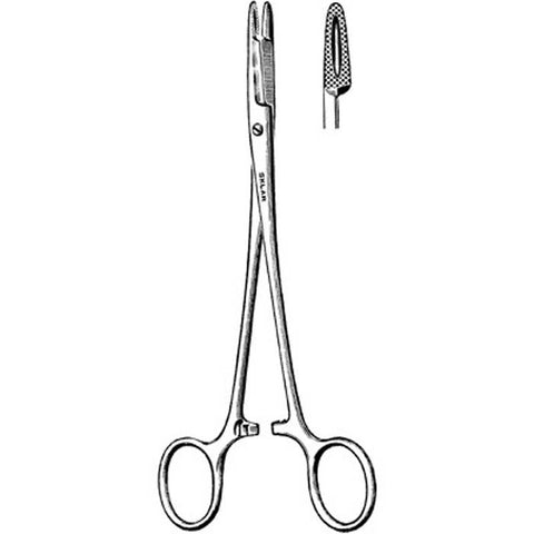 Needle Holder Olsen-Hegar 5-1/2 Inch Length Straight Serrated Tip Finger Ring Handle Each MK-252980