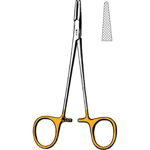 Needle Holder Sklar® TC Halsey 5 Inch Length Straight Serrated Tips Finger Ring Handle Each MK-252986