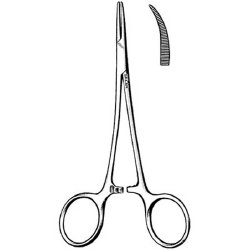 Mosquito Forceps Sklar® Thompson 5 Inch Length OR / Surgical Grade German Stainless Steel NonSterile Locking Finger Ring Handle Curved Serrated Tips EACH MK-252999