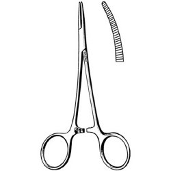 Mosquito Forceps Sklarlite™ Extra Light Halsted 5 Inch Length OR / Surgical Grade German Stainless Steel NonSterile Locking Finger Ring Handle Curved Extra Light, Serrated Tips EACH MK-253018