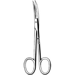 Plastic Surgery Scissors Sklar® Wagner 4-1/2 Inch Length OR / Surgical Grade German Stainless Steel NonSterile Finger Ring Handle Curved Sharp Tip / Sharp Tip EACH MK-253054