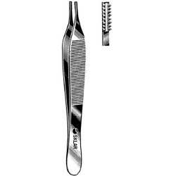 Tissue Forceps Sklar® Adson-Brown 4-3/4 Inch Length OR / Surgical Grade German Stainless Steel NonSterile NonLocking Thumb Handle Straight 7 X 7 Side Grasping Teeth EACH MK-253061