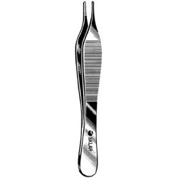 Dressing Forceps Sklar® Adson-Ewald 4-3/4 Inch Length OR / Surgical Grade German Stainless Steel NonSterile NonLocking Thumb Handle Straight Serrated Tips EACH MK-253075