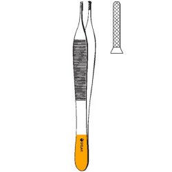 Dressing Forceps Sklar® Adson 4-3/4 Inch Length OR / Surgical Grade German Stainless Steel / Tungsten Carbide NonSterile NonLocking Thumb Handle Straight Cross Serrated Tips EACH MK-253077