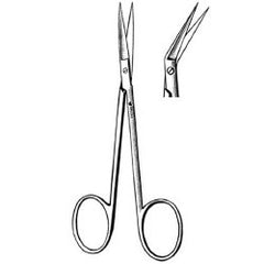 Iris Scissors Sklar® 4-1/2 Inch Length OR / Surgical Grade German Stainless Steel NonSterile Finger Ring Handle Angled Sharp Tip / Sharp Tip EACH MK-253100