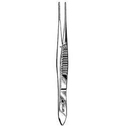 Iris Forceps Sklar® 4 Inch Length OR / Surgical Grade German Stainless Steel NonSterile NonLocking Thumb Handle Straight Serrated Tips EACH MK-253110