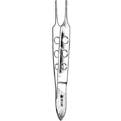 Iris Forceps Sklar® LiteGrip™ Bishop-Harmon 3-1/2 Inch Length OR / Surgical Grade German Stainless Steel NonSterile NonLocking Thumb Handle Straight Delicate, Serrated Tips EACH MK-253114
