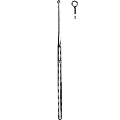 Ear Curette Sklar® Buck 6-3/4 Inch Length Octagonal Handle Size 3 Tip Straight Blunt Round Loop Tip Each MK-253137