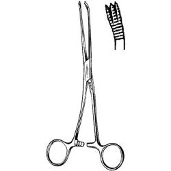 Hemorrhoid Forceps Sklar® 7-1/4 Inch Length OR / Surgical Grade German Stainless Steel NonSterile Locking Finger Ring Handle Angled Blunt Serrated Tips EACH MK-253183