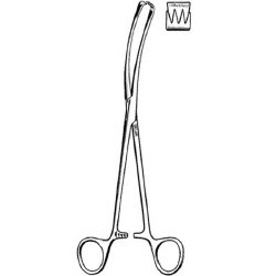 Uterine Vulsellum Forceps Sklar® Teale 9 Inch Length OR / Surgical Grade German Stainless Steel NonSterile Locking Finger Ring Handle Curved 3 X 4 Teeth EACH MK-253286