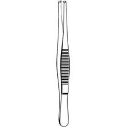 Tissue Forceps Merit™ 4-1/2 Inch Length Floor / Office Grade Pakistani Stainless Steel NonSterile NonLocking Thumb Handle Straight 1 X 2 Teeth EACH MK-253330