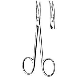 Iris Scissors Merit™ 4-1/2 Inch Length Floor / Office Grade Pakistani Stainless Steel NonSterile Finger Ring Handle Curved Sharp Tip / Sharp Tip EACH MK-253333