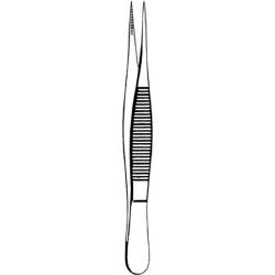 Splinter Forceps Merit™ 4-1/2 Inch Length Floor / Office Grade Pakistani Stainless Steel NonSterile NonLocking Thumb Handle Straight Fine, Pointed Serrated Tips EACH MK-256156