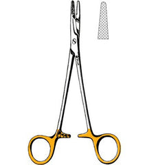 Needle Holder Sklar® TC Olsen-Hegar 5-1/2 Inch Length Straight Serrated Tips Finger Ring Handle Each MK-268883