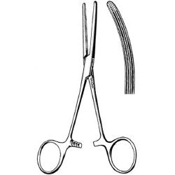 Hemostatic Forceps Sklar® Rochester-Carmalt 6-1/4 Inch Length OR / Surgical Grade German Stainless Steel NonSterile Locking Finger Ring Handle Curved Cross Serrated Tips EACH MK-286997