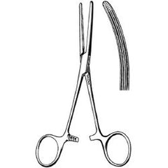 Hemostatic Forceps Sklar® Rochester-Carmalt 6-1/4 Inch Length OR / Surgical Grade German Stainless Steel NonSterile Locking Finger Ring Handle Curved Cross Serrated Tips EACH MK-286997