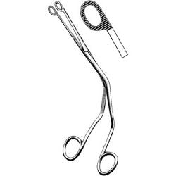 Catheter Forceps Merit™ Magill 10 Inch Length Floor / Office Grade Pakistani Stainless Steel NonSterile NonLocking Finger Ring Handle Straight Fenestrated Serrated Oval Tips EACH MK-291414